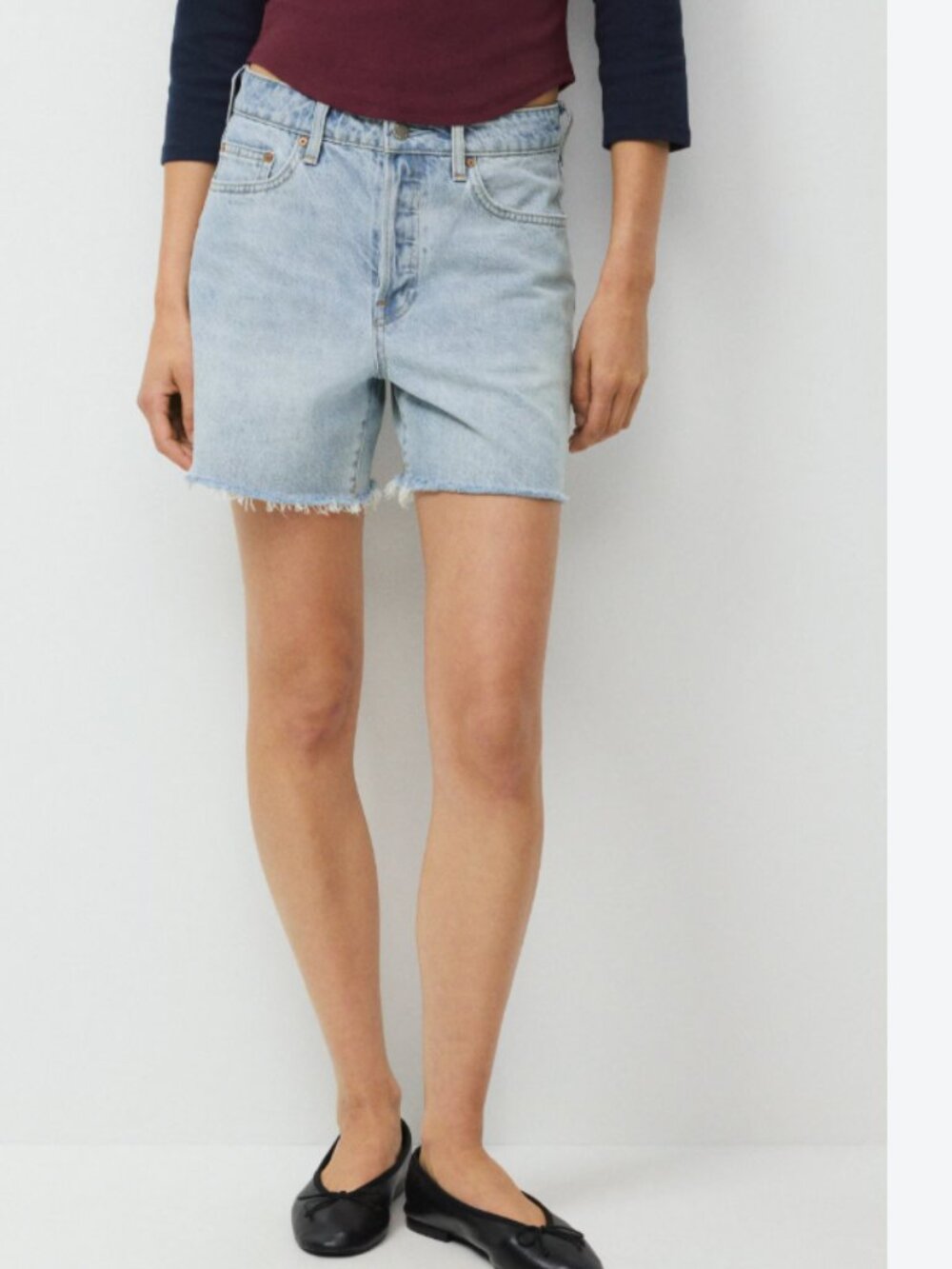 Aritzia Denim Forum The ex boyfriend midi short Light Blue jean Shorts 27